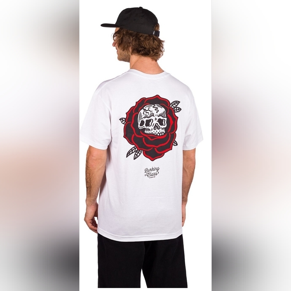 Lurking Class By Sketchy Tank Short Sleeve Mens Tee Large Sleleton Roses